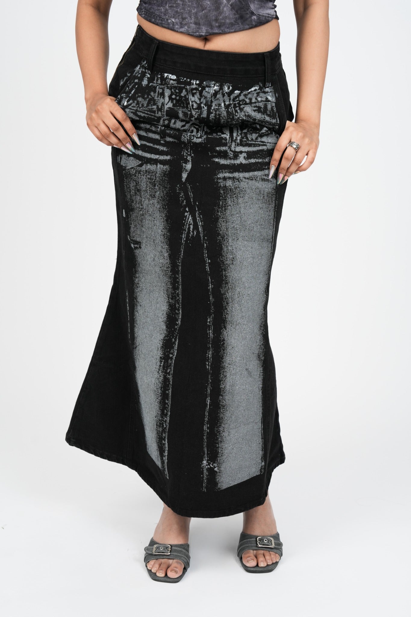 Haunted denim skirt - Black
