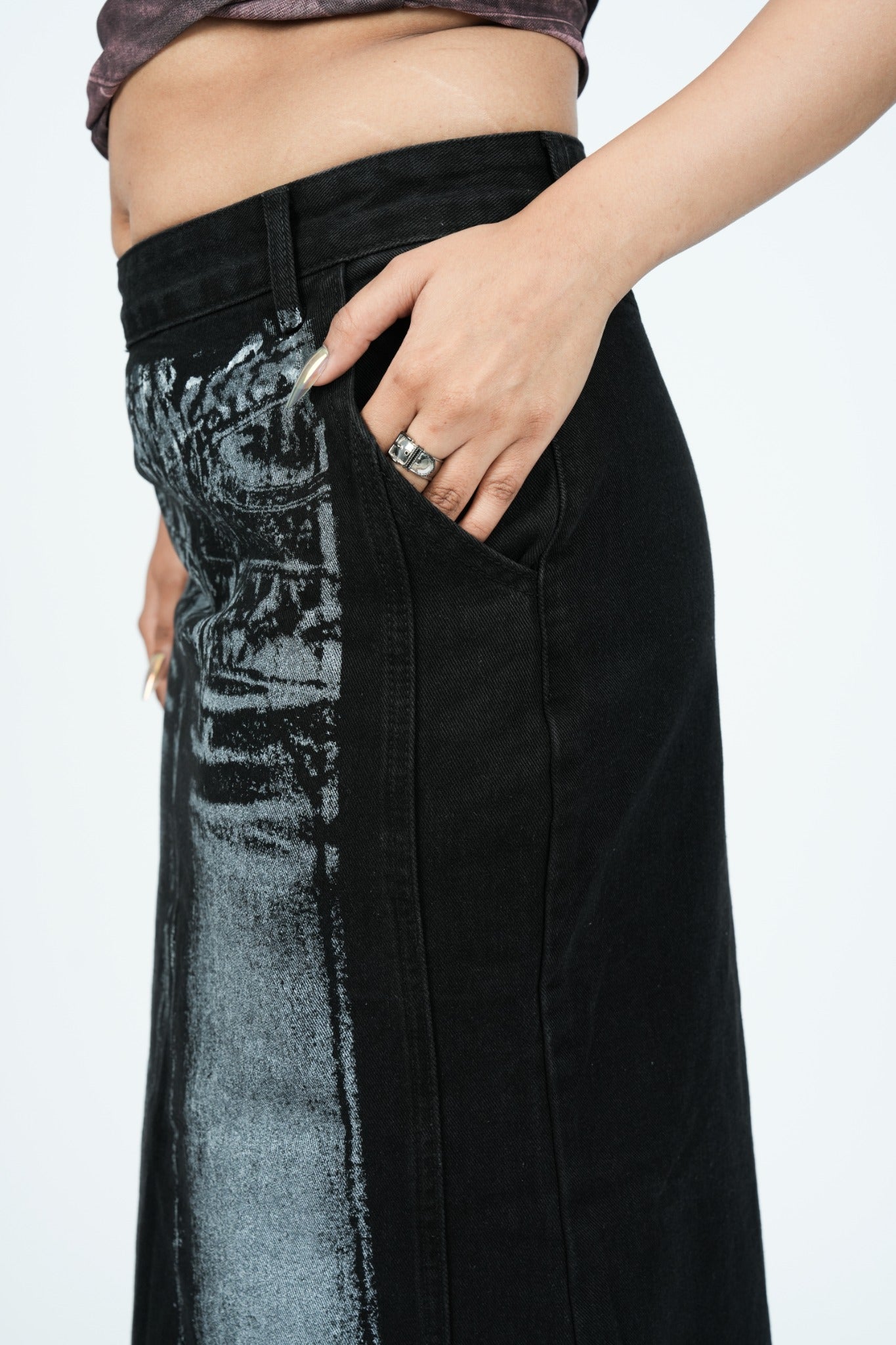 Haunted denim skirt - Black